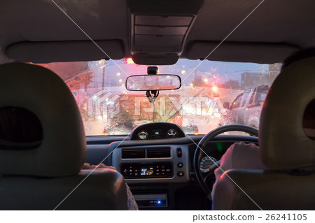 Scene driving in heavy rain day and traffic jams Scene driving in heavy rain day and traffic jams 26241105