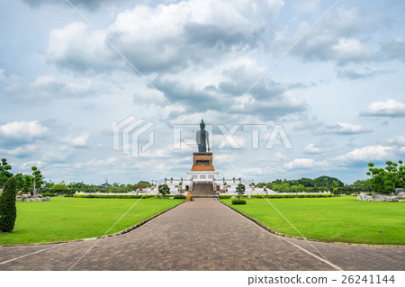 Buddha statue backside in decorated garden 26241144