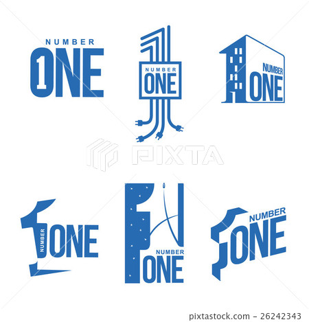Set of blue and white number one logo templates 26242343