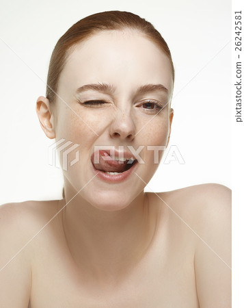 Emotional beauty portraits red-haired girl. 26242581