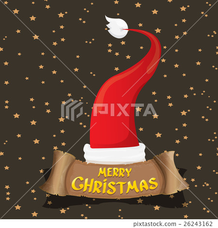 vector red Santa hat greeting text Merry Christmas - Stock Illustration ...