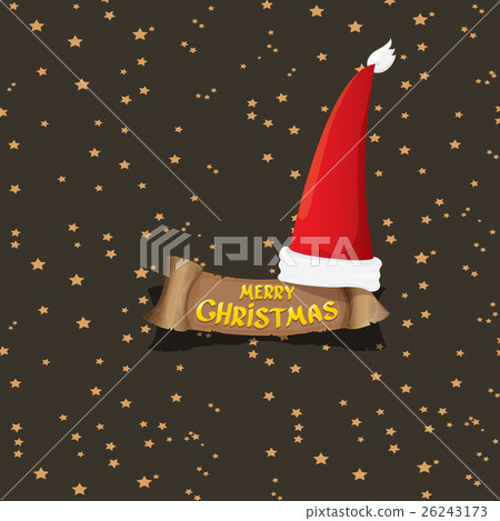 vector red Santa hat greeting text Merry Christmas - Stock Illustration ...