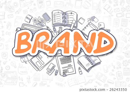 Brand - Doodle Orange Word. Business Concept. 26243350