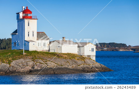 Lighthouse, white tower with red top. Norway 26243489