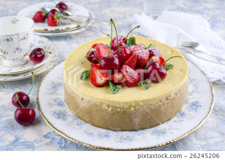 Cheesecake with Fresh Fruits 26245206