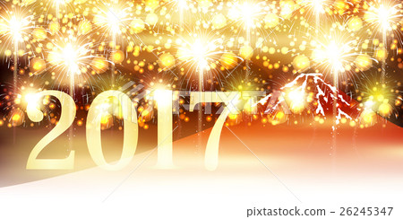 煙花富士新年背景 26245347