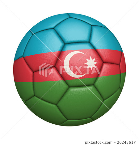 Azerbaijan flag football close-up, isolated on white background (high resolution 3D CG rendering ∕ coloring illustration) Azerbaijan flag football close-up, isolated on white background (high resolution 3D CG rendering ∕ coloring illustration) 26245617