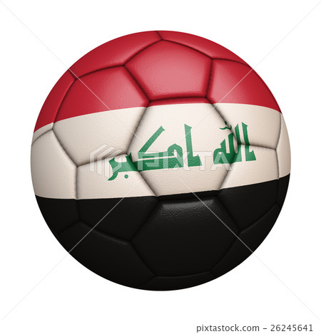 Iraq flag football close-up, isolated on white background (high resolution 3D CG rendering ∕ coloring illustration) 26245641