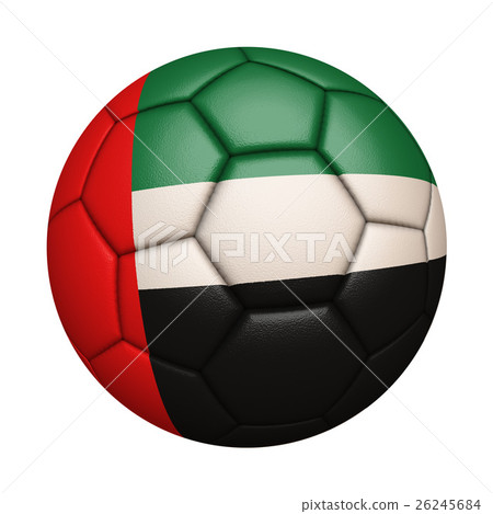 阿拉伯聯合大公國國旗足球特寫，孤立在白色背景中（高分辨率 3D CG 渲染∕著色插圖） 26245684