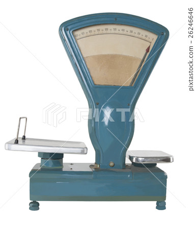 vintage weighing scale isolated on white   26246646