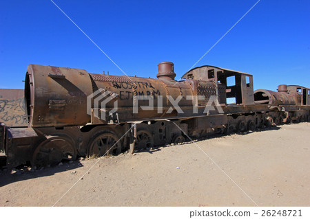 Graveyard of rusty old trains in Uyuni, Bolivia Graveyard of rusty old trains in Uyuni, Bolivia 26248721