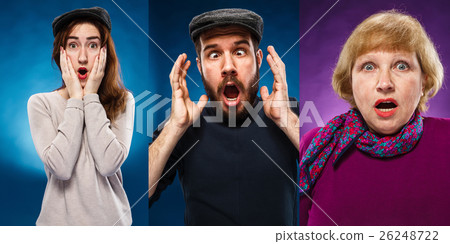 The collage of young man and woman face The collage of young man and woman face 26248722