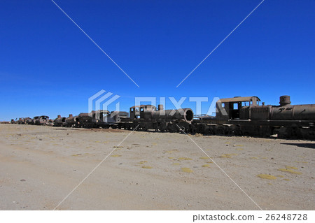 Graveyard of rusty old trains in Uyuni, Bolivia Graveyard of rusty old trains in Uyuni, Bolivia 26248728