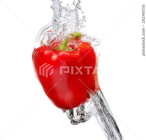Water splash with bell pepper isolated Water splash with bell pepper isolated 26249350