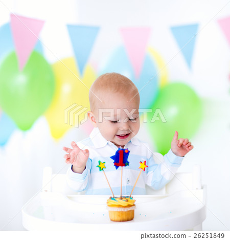 Little baby boy celebrating first birthday Little baby boy celebrating first birthday 26251849