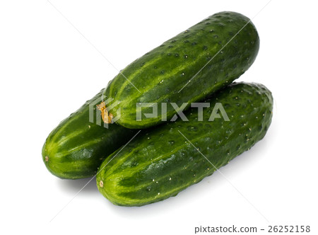Fresh Green Cucumbers Isolated on White Background Fresh Green Cucumbers Isolated on White Background 26252158