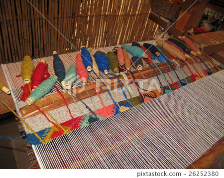 Weaving with an old traditional loom, Teotitlan 26252380