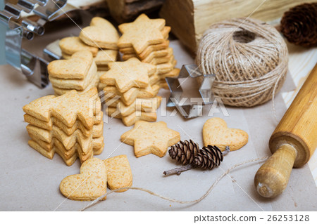 stack of ginger cookies and cones 26253128