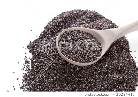 Chia seeds in spoon on white Chia seeds in spoon on white 26254415