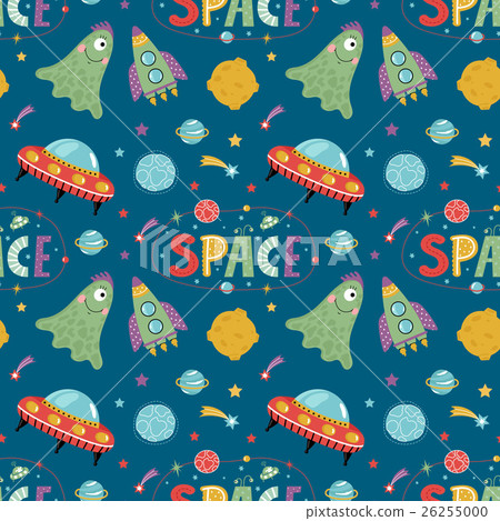 Space Aliens Cartoon Vector Seamless Pattern Space Aliens Cartoon Vector Seamless Pattern 26255000