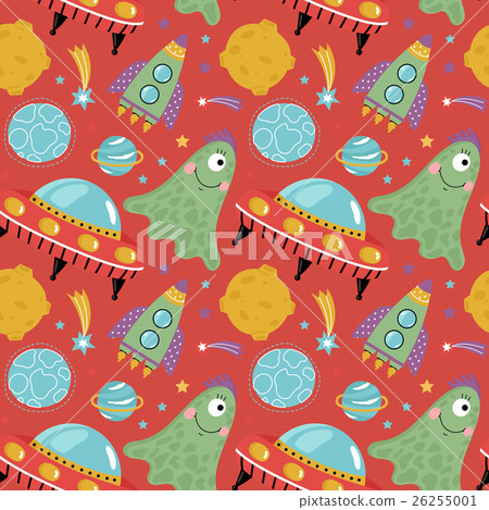 Space Aliens Cartoon Vector Seamless Pattern Space Aliens Cartoon Vector Seamless Pattern 26255001