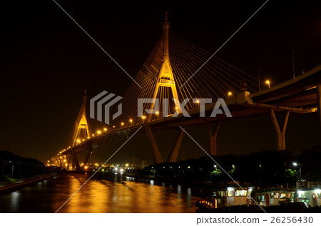 The Bhumibol Bridge in night light. The Bhumibol Bridge in night light. 26256430