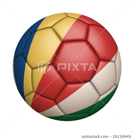 Seychelle flag football close-up, isolated on white background (high resolution 3D CG rendering ∕ coloring illustration) Seychelle flag football close-up, isolated on white background (high resolution 3D CG rendering ∕ coloring illustration) 26256649