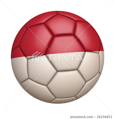 摩納哥國旗足球特寫，孤立在白色背景中（高分辨率 3D CG 渲染∕著色插圖） 26256851