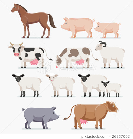 Animal farm set. The horse pig cow goat and sheep. 26257002