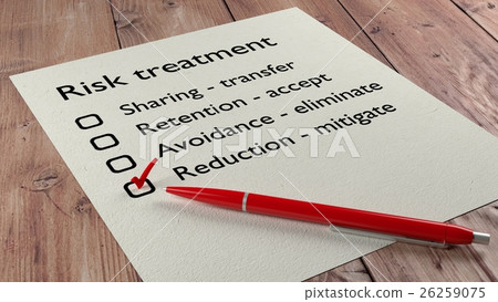 Risk treatment checklist ballpen and tick marks 26259075