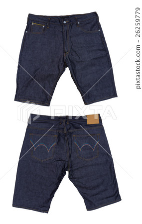 Blue jean short pants on isolated background. Blue jean short pants on isolated background. 26259779