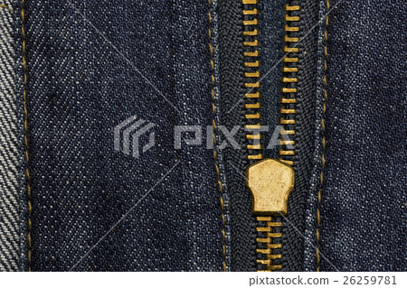 Metal zipper openning on blue jean. Metal zipper openning on blue jean. 26259781