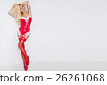 Beautiful sexy blonde female model snowflake dress 26261068