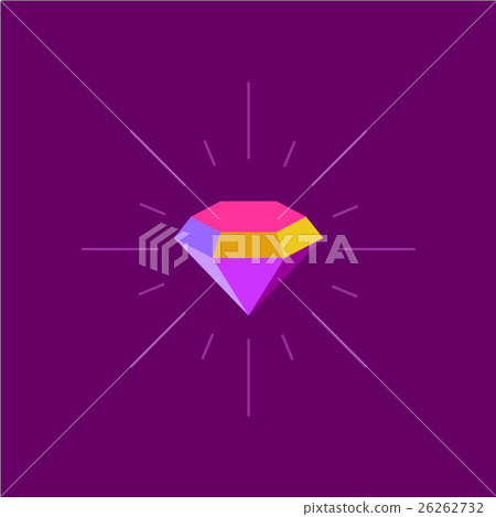 Colorful diamond logo template. Rays burst around. 26262732