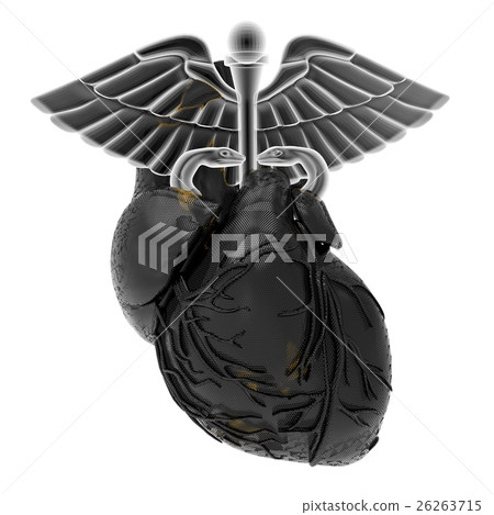Caduceus Symbol inside Human Heart on a white 26263715