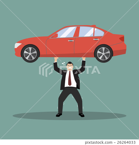 Businessman carry a heavy car 26264033