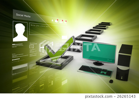 Computer with check mark - Stock Illustration [26265143] - PIXTA