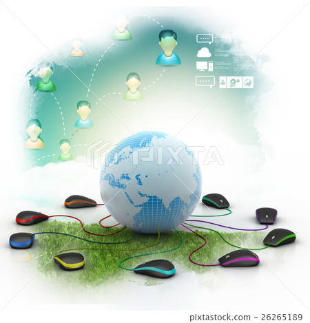 Globe connecting with computer mouse 26265189