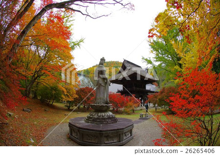 Shishinji寺門的秋葉Shinshu Azumino Omachi在鎌倉時代建立的古廟 Shishinji寺門的秋葉Shinshu Azumino Omachi在鎌倉時代建立的古廟 26265406