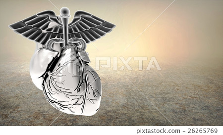 Caduceus Symbol inside Human Heart on a white 26265769