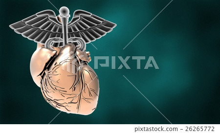 Caduceus Symbol inside Human Heart on a white 26265772