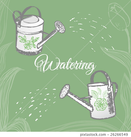 Ink hand drawn garden watering vector objects Ink hand drawn garden watering vector objects 26266549