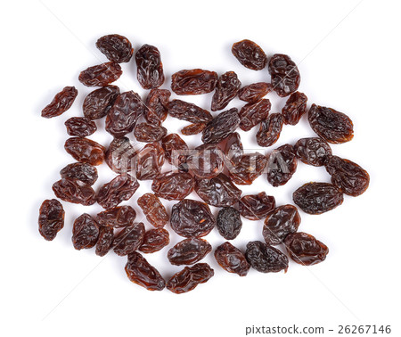 Dried raisins on a white background 26267146