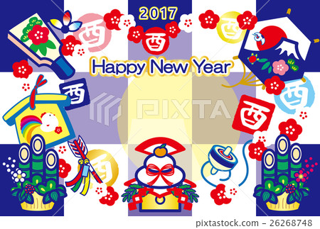 新年卡2017年採摘年Yaroku Kagami年糕Hatto板Eva Demagne Kadomatsu Kite富士山HappyNewYear 26268748