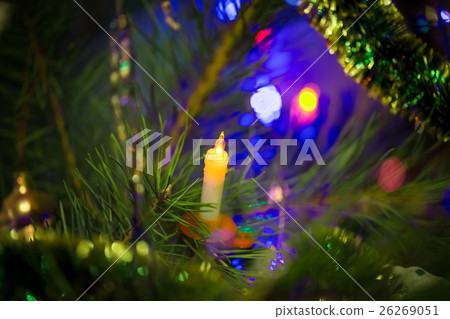 Beautiful background decorated Christmas tree  26269051