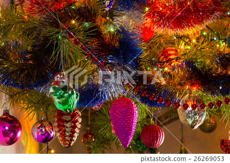 Beautiful background decorated Christmas tree 26269053