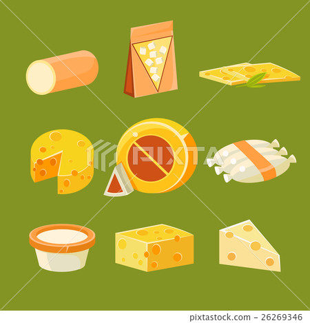 Different Types of Cheese, Flat Vector 26269346