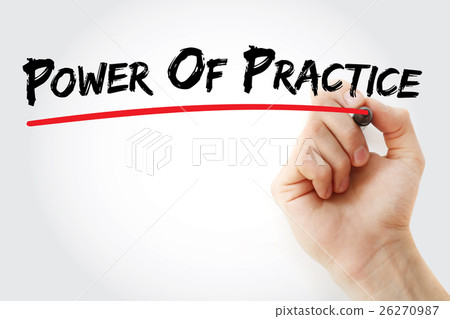 圖庫照片: hand writing power of practice with marker