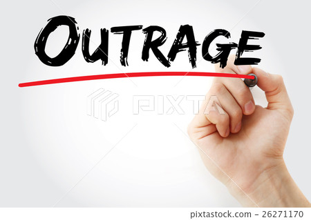 Hand writing Outrage with marker 26271170