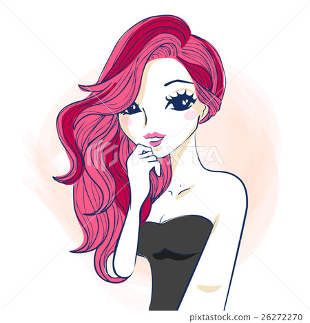 图库插图: cartoon woman make up